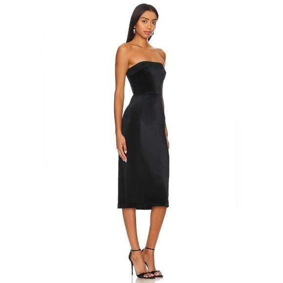 New! Amanda Uprichard x Revolve Kerry Velvet Midi Dress in Black 🖤 Small - Picture 3 of 11